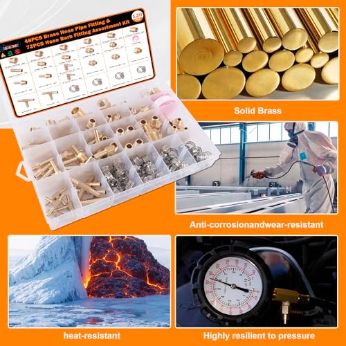 120Pcs Brass Hose Pipe Fitting & Hose Barb Kit for Air/Fuel/Water/Oil Hose - Image 6