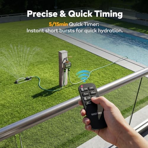 Remote Control Water Timer,2 Zone Sprinkler Timer Brass Inlet for Garden Hose - Image 4