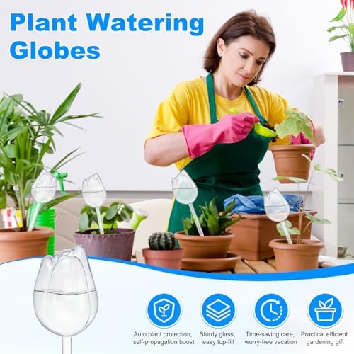 M METERXITY 4-Pack Plant Watering Globes, 9.4 Inch Plastic Self Watering Planter Insert for Indoor/Outdoor Plants, Self Water Devices [Transparent] - Image 2