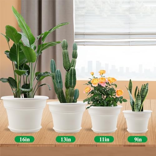 Pottiffe Plant-Pots-Planters-Indoor-Outdoor, 11 inch 4 Pack White - Image 2