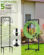 LAND·VOI Freestanding Garden Water Hose Storage Holder Stand for Outside, 160-Ft Hose Heavy Duty Metal Hanger Reel Organizer Outdoor Yard Lawn, Standing Keeper Rack with Ground Stake, Black GHH02B - Image 4