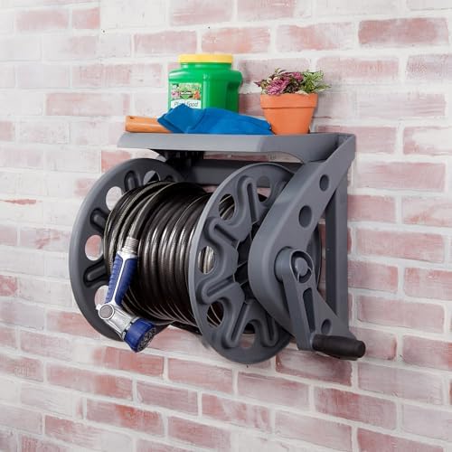 Liberty Garden Products Basics 512 Wall Mounted Hose Reel with Shelf Gray - Image 3