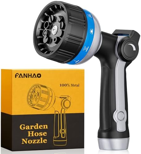 FANHAO Metal Thumb Control Water Hose Nozzle Heavy Duty, 10 Spray Patterns by FANHAO
