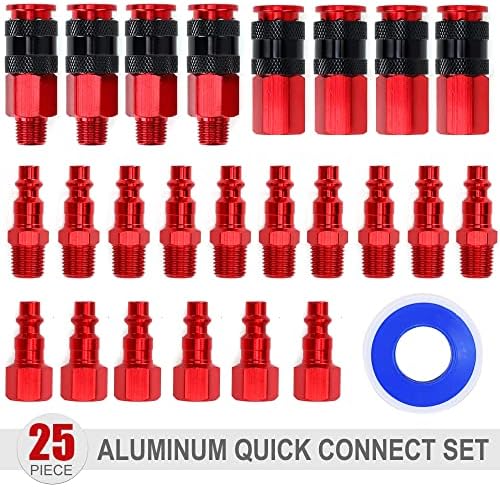 Aluminum Air Fittings, 1/4" NPT, 25 Pieces, Red - Image 2