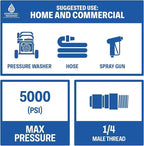 Essential Washer Stainless Steel ¼” Plug Male NPT | Pressure Washer Quick Connect Fittings | 5000 PSI | Set Of 6 - Image 6