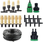 98FT 1/4" Drip Irrigation System, 2026-Upgrade Garden Irrigation Kit with 43pcs Brass Misting Nozzle 4/7mm Atomizing Copper Nozzles Micro Sprinkler for Garden, Greenhouse, Flower Bed, Patio, Lawn by LIXINDEE
