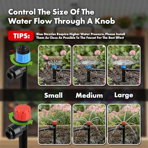 Drip Irrigation System 230FT Quick-Connect Drip Irrigation Kit with 1/4 inch 1/2 inch Irrigation Tubing Hose and Accessories for Lawn Raised Bed Greenhouse Plant Watering System - Image 6