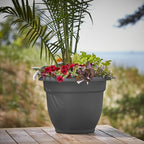 Bloem Ariana 10" Plastic Self-Watering Planter, Charcoal, 4-Pack - Image 2