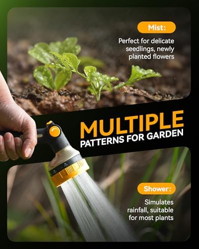 RAINPOINT Hose Sprayer Nozzle Heavy Duty - 2 Pack 8 Spray Patterns Garden Hose Nozzle with Adjustable Flow Control for Watering Plants, Washing Cars,Washing Pets, Thumb Control (2 Packs, Yellow) - Image 6