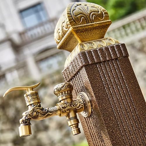 Freestanding Garden Hose Holder, Outdoor Faucet Vintage Column Style, Frost Free Hydrant for Car Washing and Watering(85cm/33.5in) - Image 5