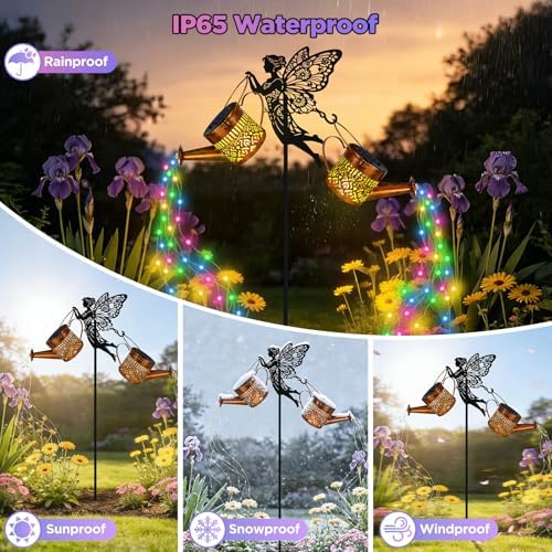 HELESIN Solar Lights Outdoor, Solar Garden Lights with Twin Watering Cans - Image 4