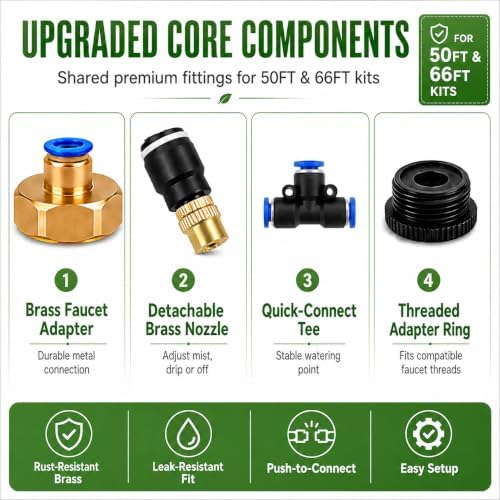 50FT 5/16" Garden Watering Kit with 16 Brass Nozzles - Image 7