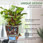 Vanslogreen 12 Inch Hanging Planters for Indoor Outdoor Plants, Self Watering Hanging Pot with Drainage Holes & Removable Tray, Macrame Plant Hanger for Boho Home Decor (Ivory+White) (Ivory+Green) - Image 2