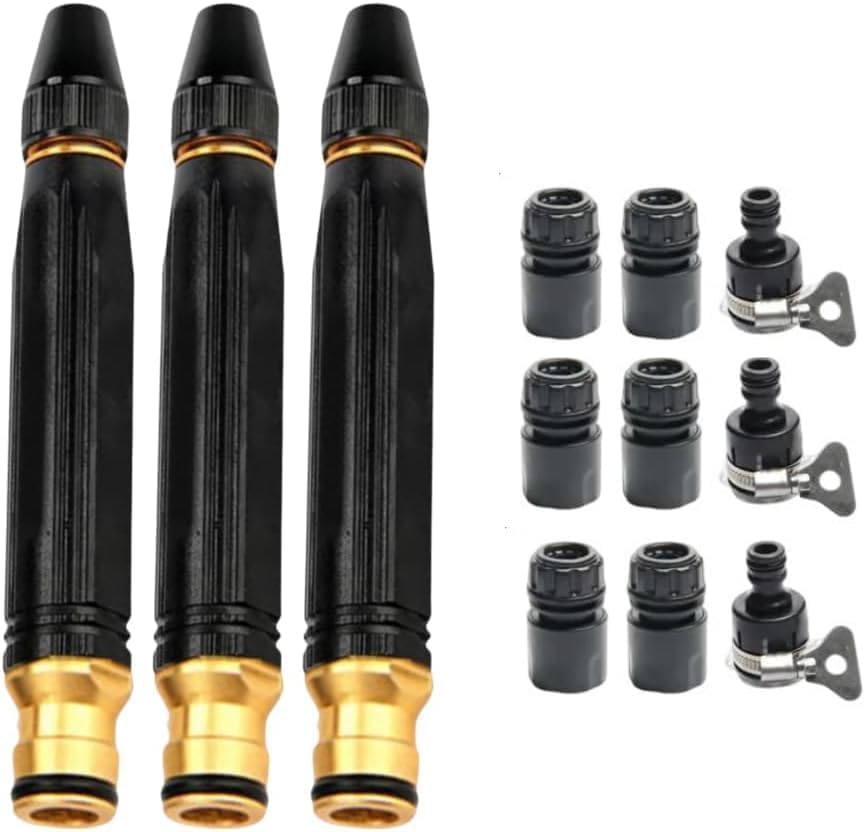 Heavy Duty Adjustable Hose Nozzle High Pressure Jet Sweeper Spray Nozzle (Black 3PCS) by AONETIGER