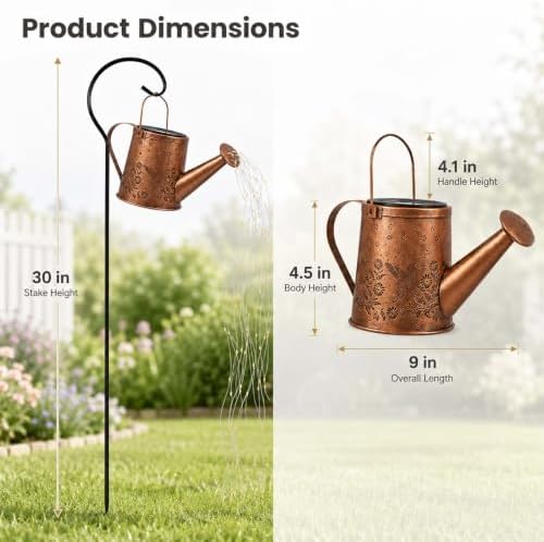 Solar Watering Can Light, LED String Lantern, Hummingbird Garden Yard Decor - Image 6