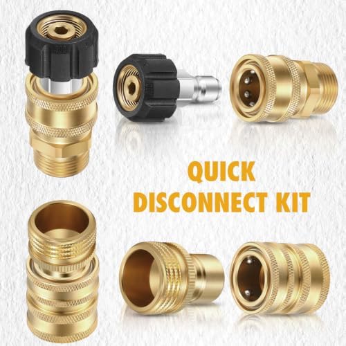 Treela 18 Pack Pressure Washer Adapter Set Quick Disconnect Kit Included M22-15mm Female to M22 14 mm Swivel to 3/8'' Quick Connect Fittings, 3/4 Inch to Release for Garden Hoses - Image 3