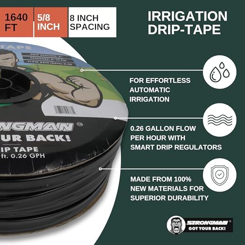 Strongman Premium Drip Irrigation | 1640 ft 5/8" Tape Roll | Smart Regulator | Garden Drip Watering System for Plants, Lawn, Greenhouse | 0.26 GPH | 0.4mm Thickness - Image 4