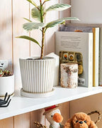 LE TAUCI Ceramic Pots for Plants, 5.4 Inch Plant Pots with Drainage Hole and Saucer, Indoor Plant Pots for Succulent, Snake Plants and Cactus, Flower Pots, Set of 2, Reactive Glaze White - Image 3