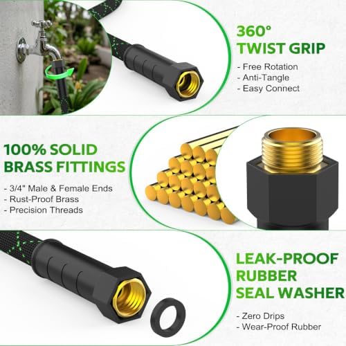 Garden Hose 75 FT, Non-Expandable Kink Free Water Hose,Lightweight - Image 3