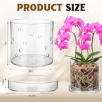 8 Inch Clear Acrylic Orchid Planter Pot with 360° Round Holes & Tray - Image 2