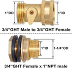 Joywayus 3/4"GHT Female x 1"NPT Male Brass Bulkhead Water Tank Connector & Garden Hose Shut Off Valve Kit with Rubber Washers and Teflon Tape (Pack of 2) - Image 2