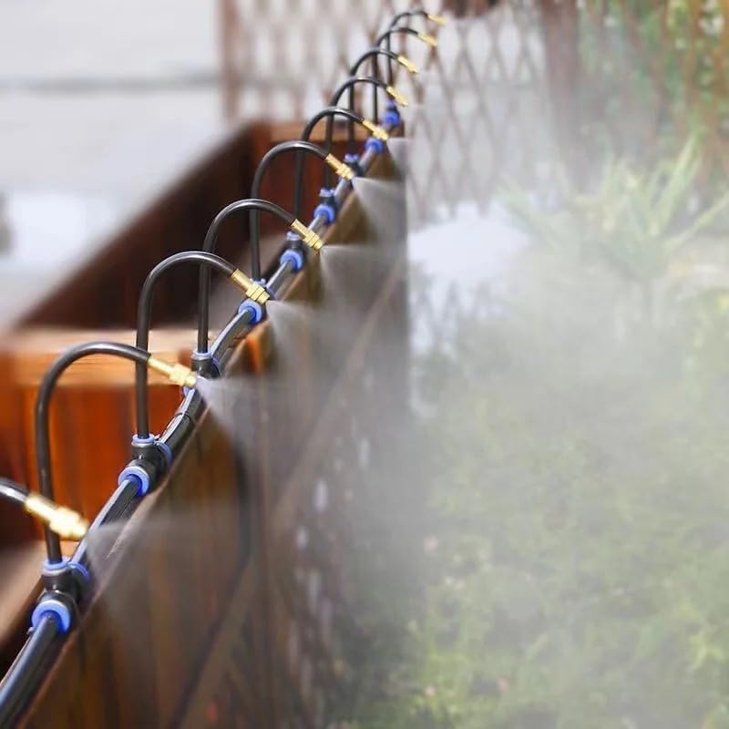 DIY Drip Irrigation Kit, 50ft Micro Spray & Misting System for Garden/Raised Beds - 15 Adjustable 360° Brass Plant Misters - Flexible PE Hose for Greenhouse, Lawn & Outdoor Cooling - Color - Image 3
