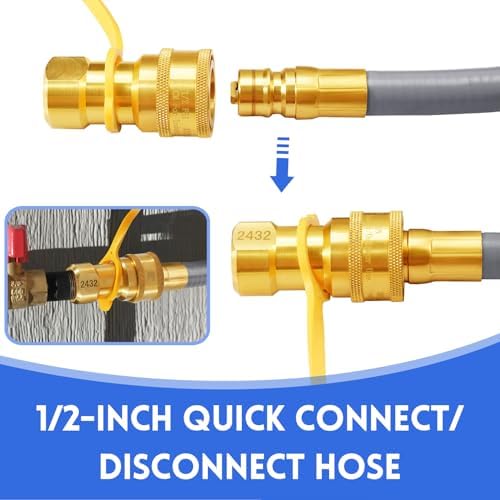 GasSaf 12 FT 1/2" ID Natural Gas Hose with Quick Connect Fitting, Natural Gas Conversion Kit for Gas Grill, Generator, Patio Heater and More - CSA Certified - Image 4