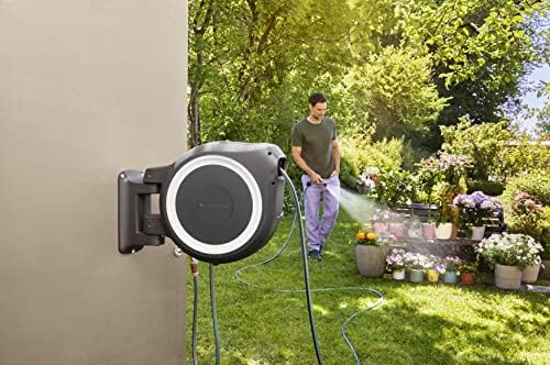 Gardena Wall-Mounted Hose Box Rollup M/L (White) 25 m: Automatic Hose Reel for Medium-Sized to Large Gardens, Includes 25 m Gardena Hose & Mounting Kit - Image 6