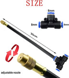 Brass misting Nozzle tee with 8-inch Built-in Hose Adjustable 360° Rotation for Outdoor Patio Garden Cooling System Atomizing Nozzle + 8mm tee Belt 100pc - Image 2