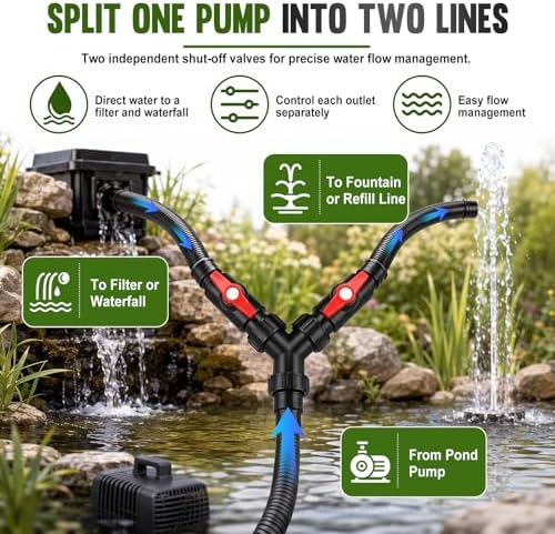 2 Pcs 3 Way Y Pond Hose Connector 1'' to 1 1/2'' with On/Off Taps Pipework Diverter 25/32/38mm (1"/1.25"/1.5") for Pond Pump Fish Tank Filtration Water Exchange Garden Irrigation - Image 4