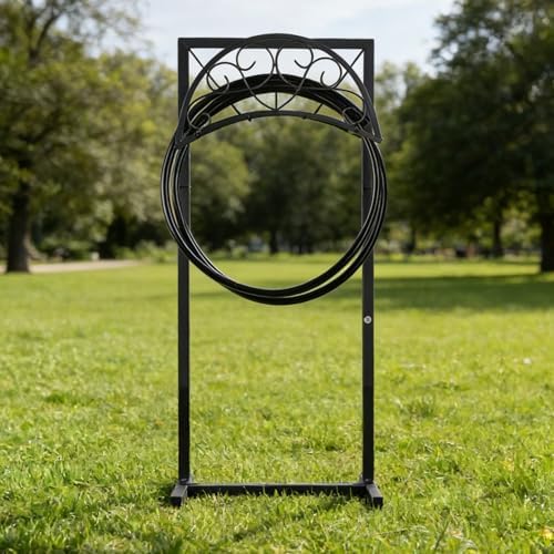 Garden Hose Holder Stand, Heavy Duty Freestanding Hose Holder for Outside, Holds Up to 150FT Water Hose, Metal Hose Hanger Rack with 4 Anchor Spikes for Yard Lawn Garden-Without Basket - Image 7