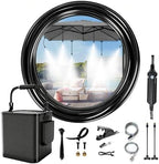 Portable Misting Cooling System Kit with 10M Hose, 4500mAh Rechargeable Pump and 8 Mist Nozzles, Outdoor Misting System for Patio, Garden, Backyard, Camping, Beach, Golf Cart and Animal Shelter by Unknown