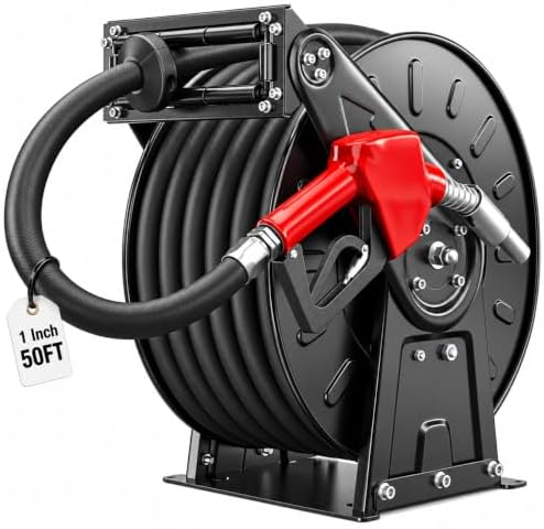 SILVEL 1 Inch Diesel Fuel Hose Reel 50 ft Retractable Spring Rewind by SILVEL
