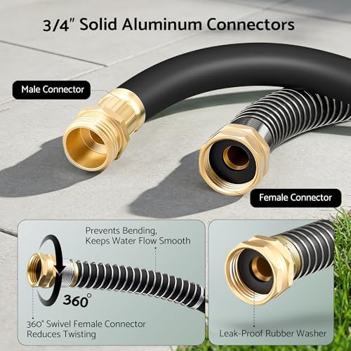 75ft Black Heavy Duty Garden Hose & 75ft Green Lightweight Garden Hose - Image 4