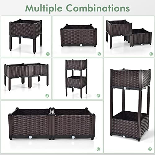S AFSTAR Raised Garden Bed with Removable Legs & Brackets, 4 Pack Elevated Garden Planter Kits for Flowers Fruits Vegetables, Multiple Combination Planting Box Container for Garden Patio Balcony - Image 3