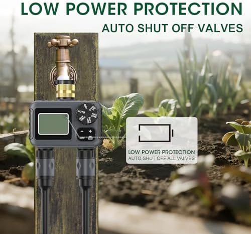 Hose Water Timer, Programmable Sprinkler Timer with Rain Delay/Manual/Automatic Drip Irrigation System for Garden Yard, 2 Outlet - Image 7