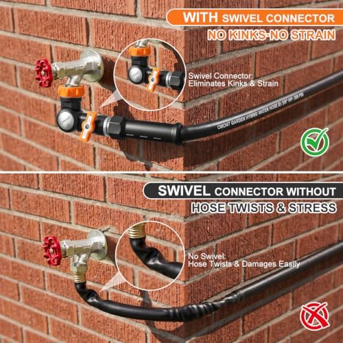 Garden Hose 50FT Heavy Duty Water Hose with 360° Swivel Connector, Flexible and Durable, Lightweight Rubber Hybrid Hose, Leak-Free Connections, Male to Female Fittings for Garden, Lawn, Yard - Image 6