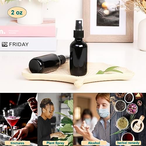 NOOEEISS Black Glass Small Spray Bottle 2 oz 48 Packs,Fine Mist Sprayer Small Clear Bottles,Refillable Containers mini spray bottles for Cleaning Solutions and Skin Care (Black 48pcs) - Image 6