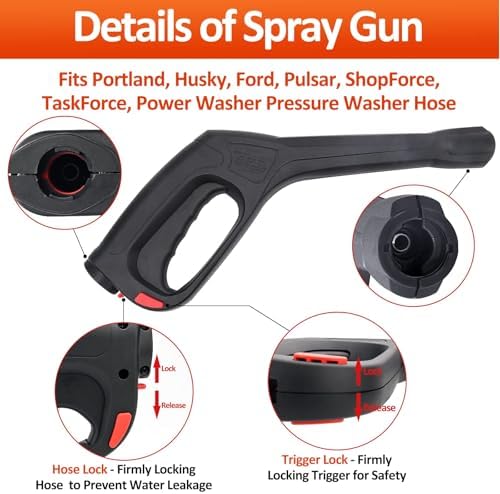 Replacement High Pressure Water Spray Gun Wand Nozzle & 32FT Hose, - Image 3