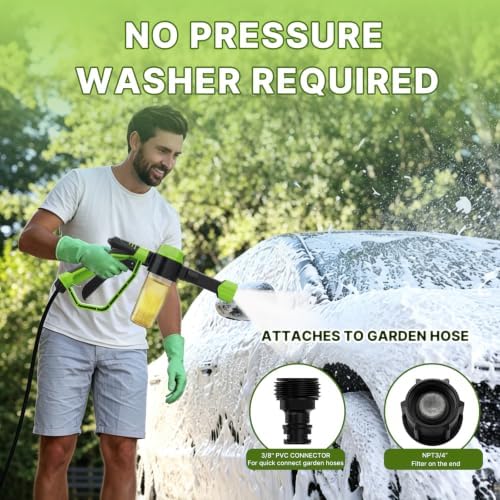 YASHINE Car Wash Foam Gun Kit for Garden Hose, Foam Cannon Soap Sprayer Kit with Microfiber Wash Mitt, One-Click Switches Foam/Water, 3 Spray Modes & Higher Water Pressure, Foam Blaster for Cars - Image 2