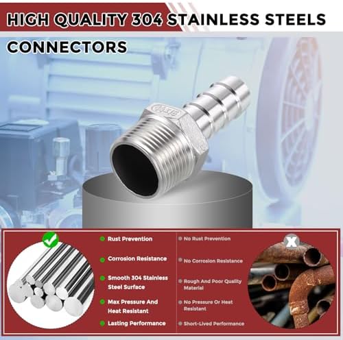 10pcs Stainless Steel Hose Barb Fitting 5/8" Barb to 3/4" NPT Male - Image 4