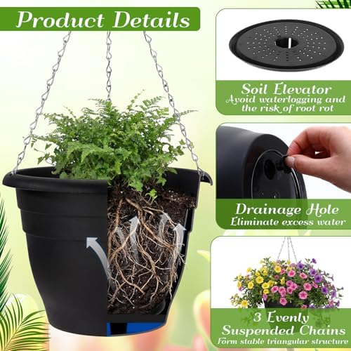 20 Pack Hanging Planter Basket 10 Inch with Drainage Tray - Image 3