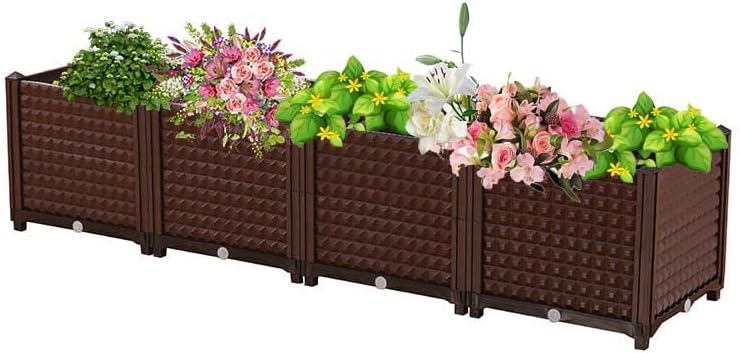 YSUEFIJO Raised Garden Bed, Outdoor Planter Box with Water Design & Drainage Holes, Vegetable Flowers Planting Raised Container, Garden Bed Kit for Backyard/Patio/Gardener by WELCOMETOYSUEFIJO