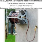 Garden Hose Reels with with Hose and Nozzle, Wall Mounted/Portable Water Hose Reel with Crank, Stainless Steel Water Pipe Storage Shelf Reel Holder, Reel Cart Hose Caddy for Watering Washing - Image 3