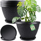 Nooulap 16 inch Plant Pots, Large Outdoor Planters, 4 Pack, Black by Nooulap
