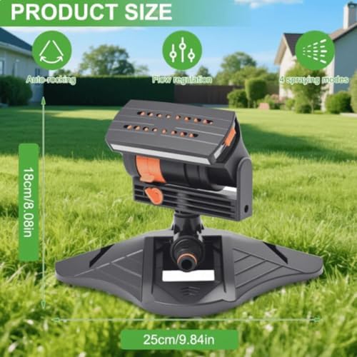 16-Nozzle Oscillating Sprinkler with Dual-Zone Sprinkler Water Timer, Adjustable Garden Sprinkler Watering System, 360° 16-Hole Automatic Rocking Sprinkler (Standard, with Single-Zone Timer) - Image 6