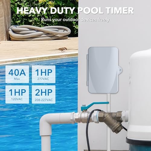 BN-LINK Pool Pump Timer Outdoor Digital Timer Box, Heavy Duty 7 Day Programmable, 2HP 40A Max, 120, 240, 277 VAC, for Pool Pump, Water Heater, Fans, SPA - Image 6