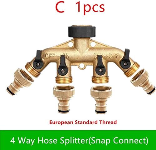 Mdingbao-Brass Connector Fitting Washers Hose End Fittings Watering Distributors,4 Way Brass Tap Adaptor Hose Valve Manifold Hose Splitter Tap Adaptors, Garden Hose Connector (Color : C) - Image 2