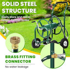Hose Reel Cart, Hold Up to 300 ft of 5/8’’ Hose, Heavy Duty Garden Water Cart with 4 Wheels, Powder-coated Steel Outdoor Planting with Storage Basket for Garden, Lawn, Yard, Green - Image 6