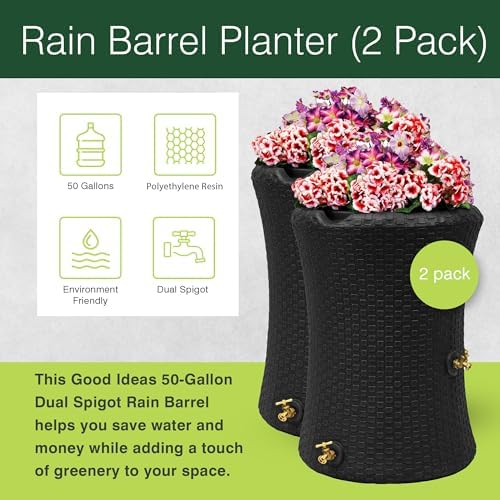 Good Ideas Impressions Nantucket Rain Water Collection Barrel, 2 Pack - Image 3